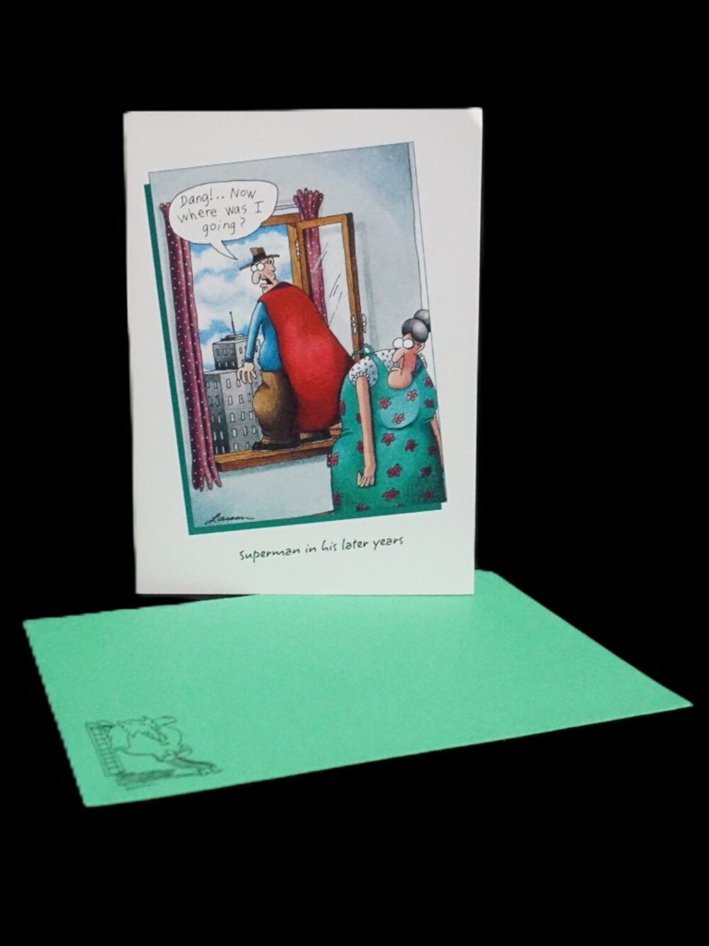 The Far Side Vintage Hallmark Old Superman Comic Happy Birthday Greeting Card